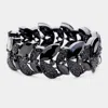 Fashnzfab Rhinestone Pave Marquise Stone Leaf Stretch Evening Bracelet Black, Jet Black In Multi