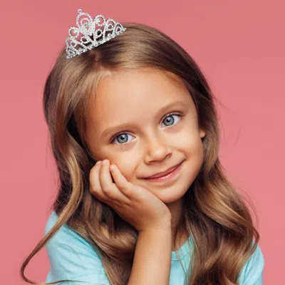 Fashnzfab Rhinestone Pave Mini Tiara In Metallic