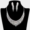 Fashnzfab Rhinestone Pave Necklace Clip On Earring Set In Metallic