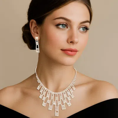 Fashnzfab Rhinestone Pave Necklace In Gold