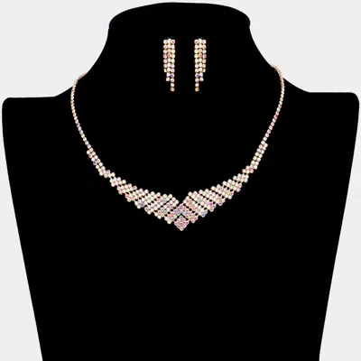 Fashnzfab Rhinestone Pave Necklace In Gold