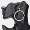 Fashnzfab Rhinestone Pave Open Circle Dangle Evening Earrings - Gold In Gold