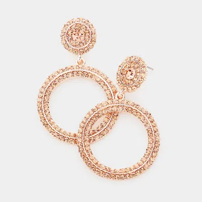 Fashnzfab Rhinestone Pave Open Circle Evening Earrings In Gold