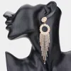Fashnzfab Rhinestone Pave Open Circle Fringe Evening Earrings - Gold In Gold