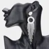 Fashnzfab Rhinestone Pave Open Circle Fringe Evening Earrings In Multi