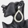 Fashnzfab Rhinestone Pave Open Teardrop Dangle Evening Earrings - Gold In Metallic