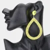 Fashnzfab Rhinestone Pave Open Teardrop Dangle Evening Earrings - Yellow In Green