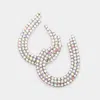 Fashnzfab Rhinestone Pave Open Teardrop Evening Earrings In Multi