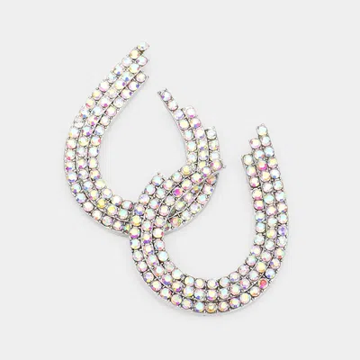 Fashnzfab Rhinestone Pave Open Teardrop Evening Earrings In Multi