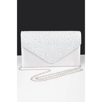 Fashnzfab Rhinestone Pave Pleated Satin Evening Clutch