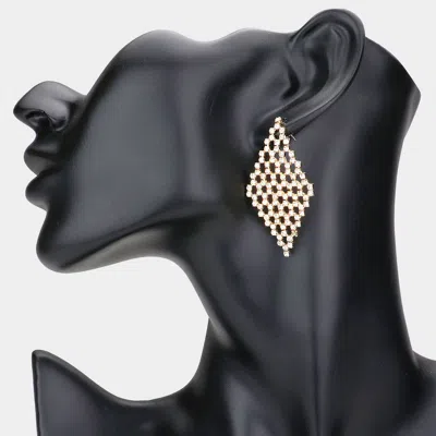 Fashnzfab Rhinestone Pave Rhombus Evening Earrings - Gold In Silver