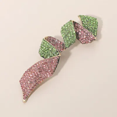 Fashnzfab Rhinestone Pave Ribbon Pin Brooch In Multi