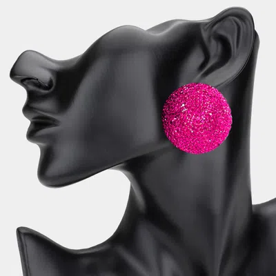 Fashnzfab Rhinestone Pave Round Clip On Evening Earrings In Pink