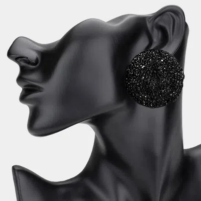 Fashnzfab Rhinestone Pave Round Evening Earrings In Brown