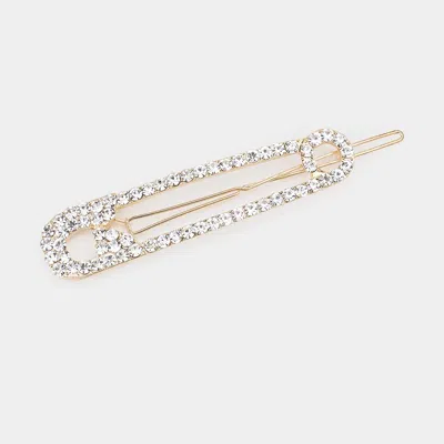 Fashnzfab Rhinestone Pave Safety Pin Barrette In Gold