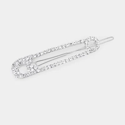 Fashnzfab Rhinestone Pave Safety Pin Barrette In Silver