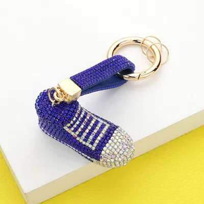 Fashnzfab Rhinestone Pave Sneaker Keychain In Purple