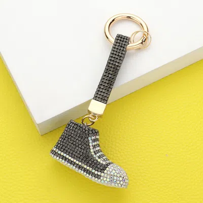 Fashnzfab Rhinestone Pave Sneaker Keychain In Gold