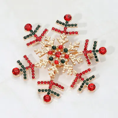 Fashnzfab Rhinestone Pave Snowflake Pin Brooch In Gold