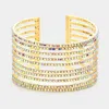 Fashnzfab Rhinestone Pave Split Cuff Evening Bracelet Ab, Gold In Multi