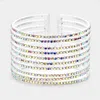 Fashnzfab Rhinestone Pave Split Cuff Evening Bracelet Ab, Silver In Multi