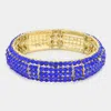 Fashnzfab Rhinestone Pave Stretch Evening Bracelet Blue In Blue