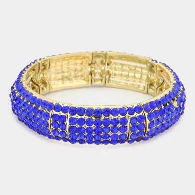 Fashnzfab Rhinestone Pave Stretch Evening Bracelet Blue