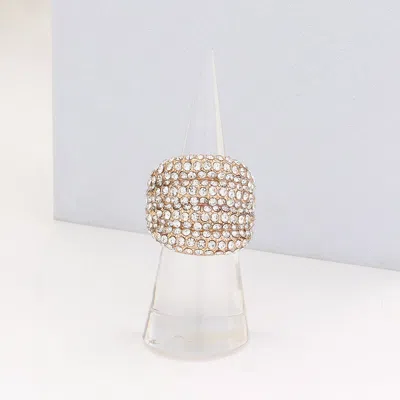 Fashnzfab Rhinestone Pave Stretch Ring In Gold