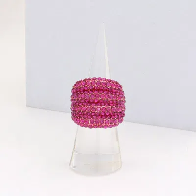 Fashnzfab Rhinestone Pave Stretch Ring In Pink