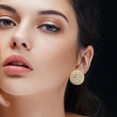 Fashnzfab Rhinestone Pave Stud Earrings - Ab, Gold