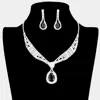 Fashnzfab Rhinestone Pave Teardrop Collar Necklace In Neutral