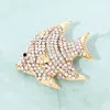 Fashnzfab Rhinestone Pave Tropical Fish Pin Brooch In Gold