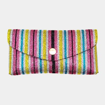 Fashnzfab Rhinestone Pave Wallet On Chain Clutch / Fanny Pack / Belt / Crossbody Bag In Multi