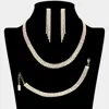 Fashnzfab Rhinestone Paved 4-row Necklace Jewelry Set In White