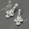 Fashnzfab Rhinestone Paved Abstract Dangle Evening Earrings - Ab, Silver In Metallic