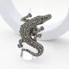 Fashnzfab Rhinestone Paved Alligator Pointed Stretch Ring In Black