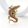 Fashnzfab Rhinestone Paved Alligator Pointed Stretch Ring In Gold