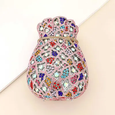 Fashnzfab Rhinestone Paved Bling Luckbag Clutch Bag In Multi