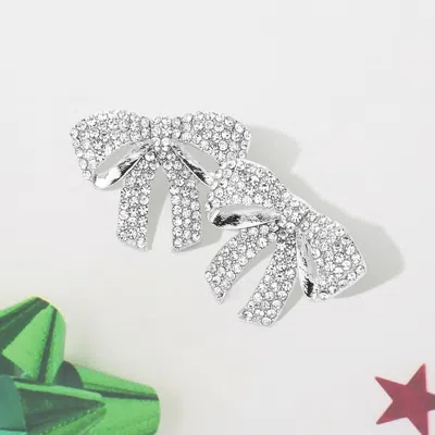 Fashnzfab Rhinestone Paved Bow Earrings In Multi