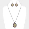 Fashnzfab Rhinestone Paved Cameo Pointed Pendant Necklace In Multi