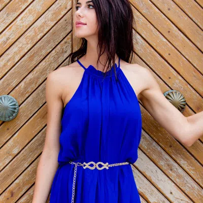 Fashnzfab Rhinestone Paved Chain Belt In Gold