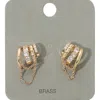 Fashnzfab Rhinestone Paved Chain Design Cuff Earrings - Clear, Gold In Gold
