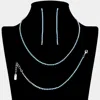 Fashnzfab Rhinestone Paved Chain Necklace Jewelry Set In Blue
