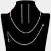 Fashnzfab Rhinestone Paved Chain Necklace Jewelry Set In Gold