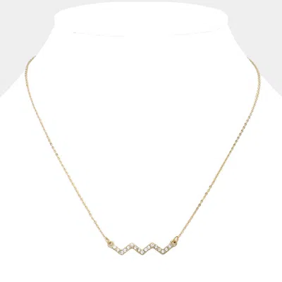 Fashnzfab Rhinestone Paved Chevron Pendant Necklace In Gold