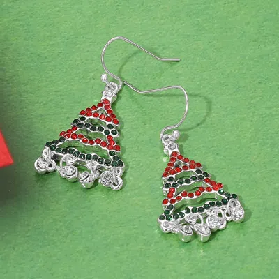 Fashnzfab Rhinestone Paved Christmas Tree Dangle Earrings In Multi