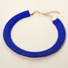 Fashnzfab Rhinestone Paved Chunky Chain Necklace In Blue