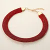 Fashnzfab Rhinestone Paved Chunky Chain Necklace In Burgundy