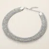 Fashnzfab Rhinestone Paved Chunky Chain Necklace In Silver