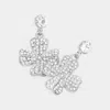Fashnzfab Rhinestone Paved Clover Dangle Earrings - Clear, Rhodium In Multi